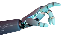 Mano robótica representando automatización e inteligencia artificial empresarial